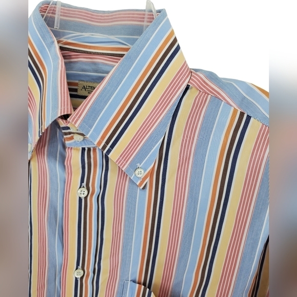 Altemflower Shirt Mens L 16.5 42 Colorful Striped Button Down Long Sleeve Pocket - Picture 6 of 16